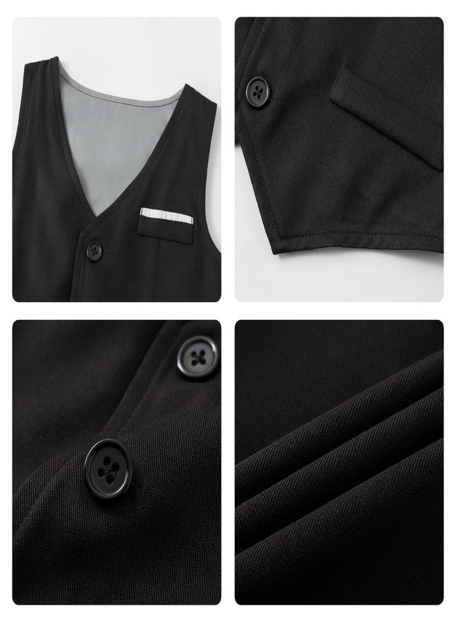 Volunboy Toddler Gentleman Wedding Suits Formal Bowtie Vest Outfit Ring Bearer Birthday Dress Shirts Pants Set (Black, 3-4T) - Image 5